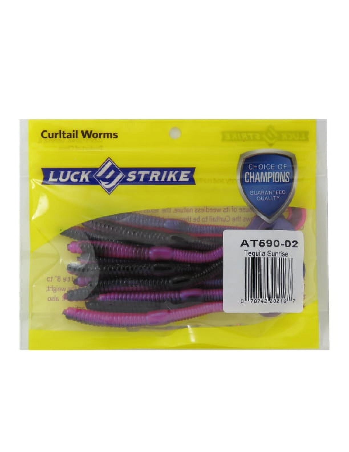 LuckEStrike, 4" Twirl Tail Worm, Tequila Sunrise, Bass, Freshwater, Soft Baits