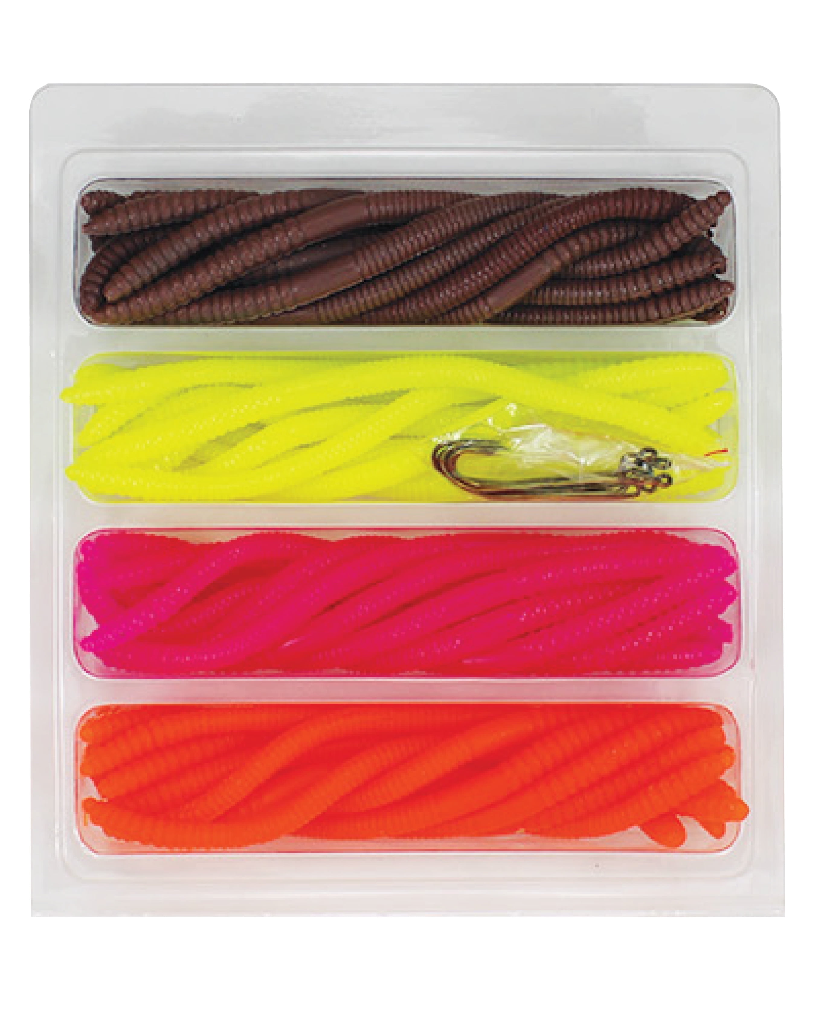 Luck E Strike 6-Inch Plastic and Lead Floating Worm Lure Kit for Bass, 47 Pieces