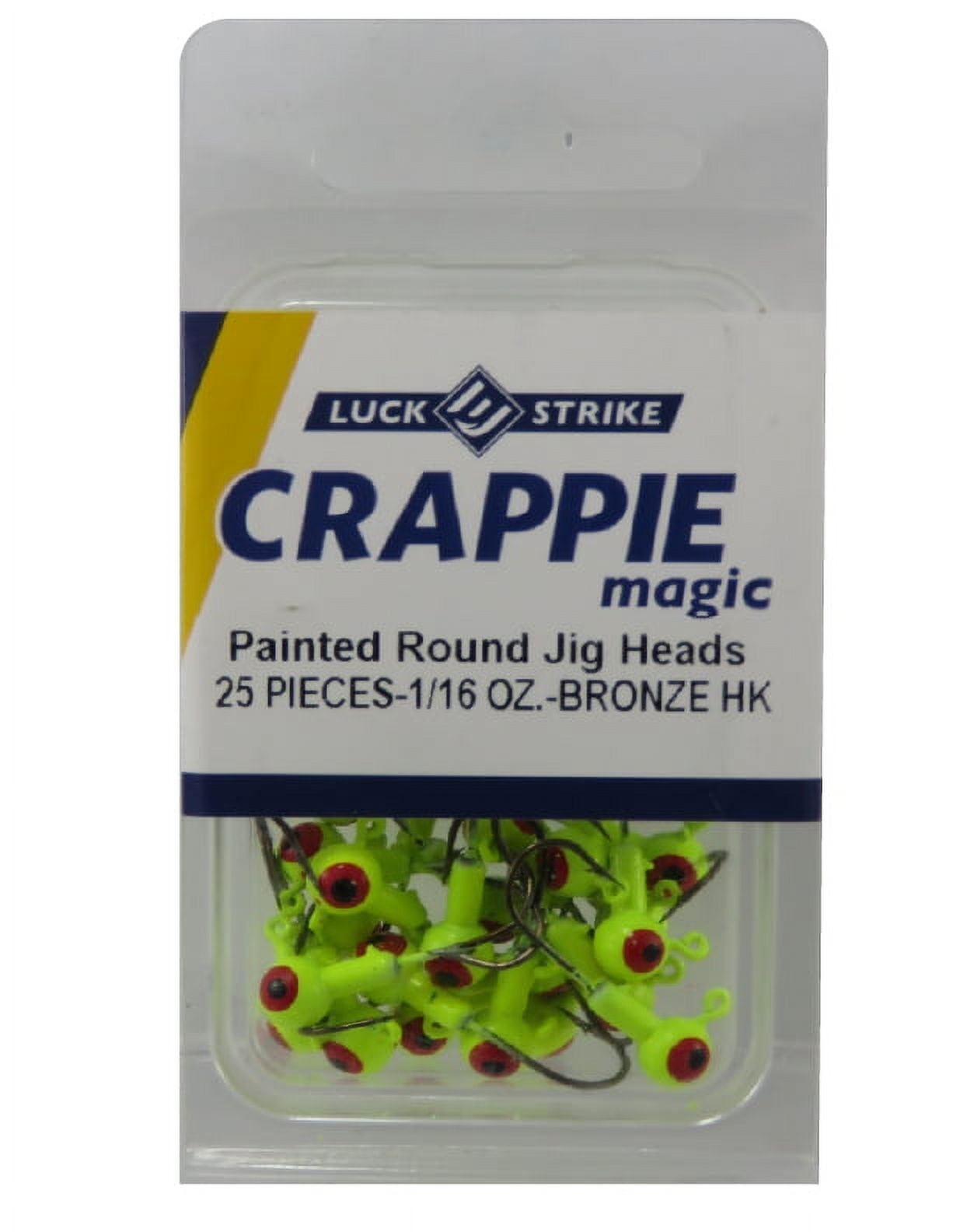Luck-E-Strike, Crappie Magic Jig Heads, 1/16, Chartreuse, 25 Count