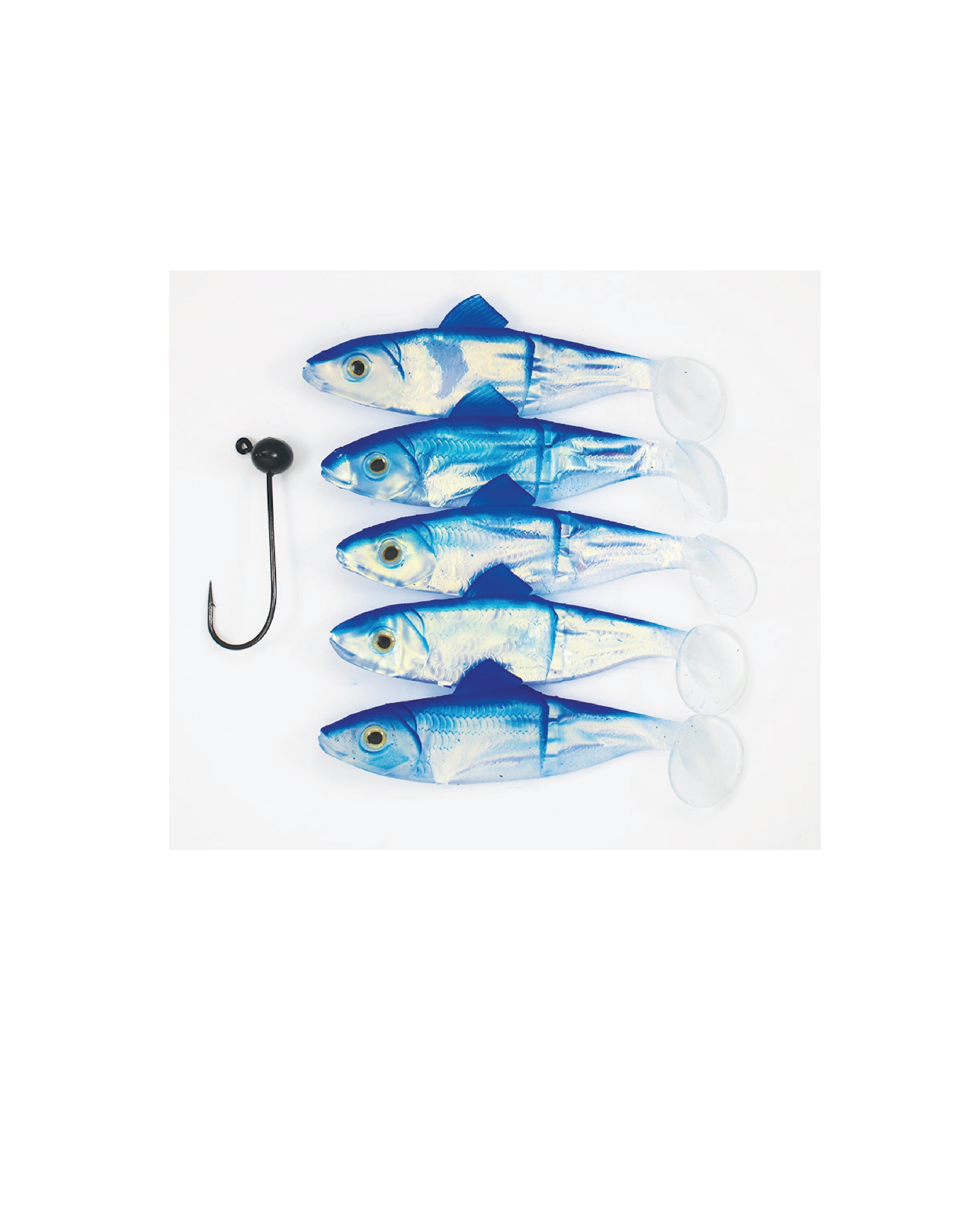 Luck-E-Strike 7" Plastic and Lead Shad Fishing Lures for Bass, 6 Pack