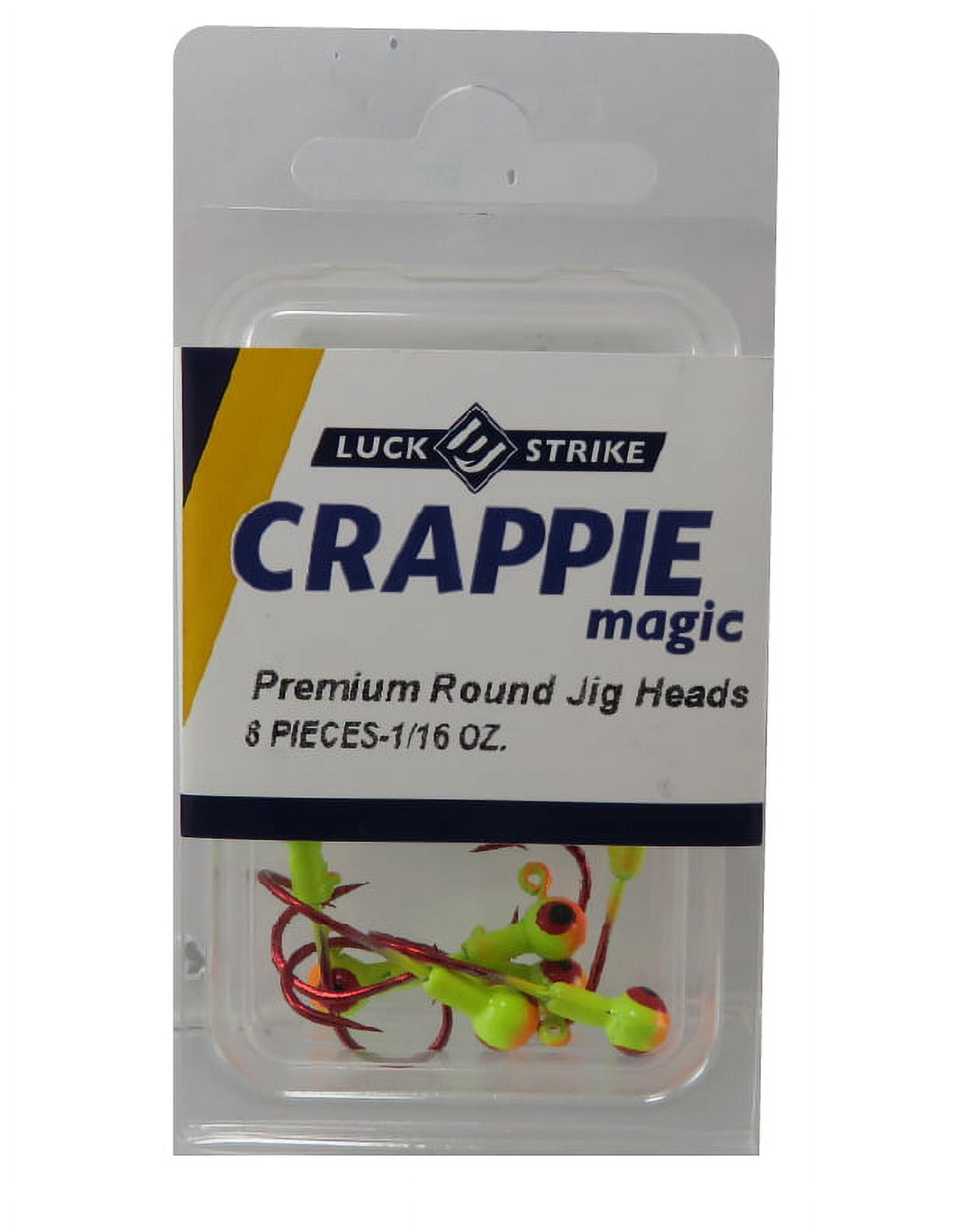 Luck-E-Strike, Round Jig Head, 1/16 oz, Chart/ Green, Crappie, Freshwater,  8 Count, Fishing Jigs 