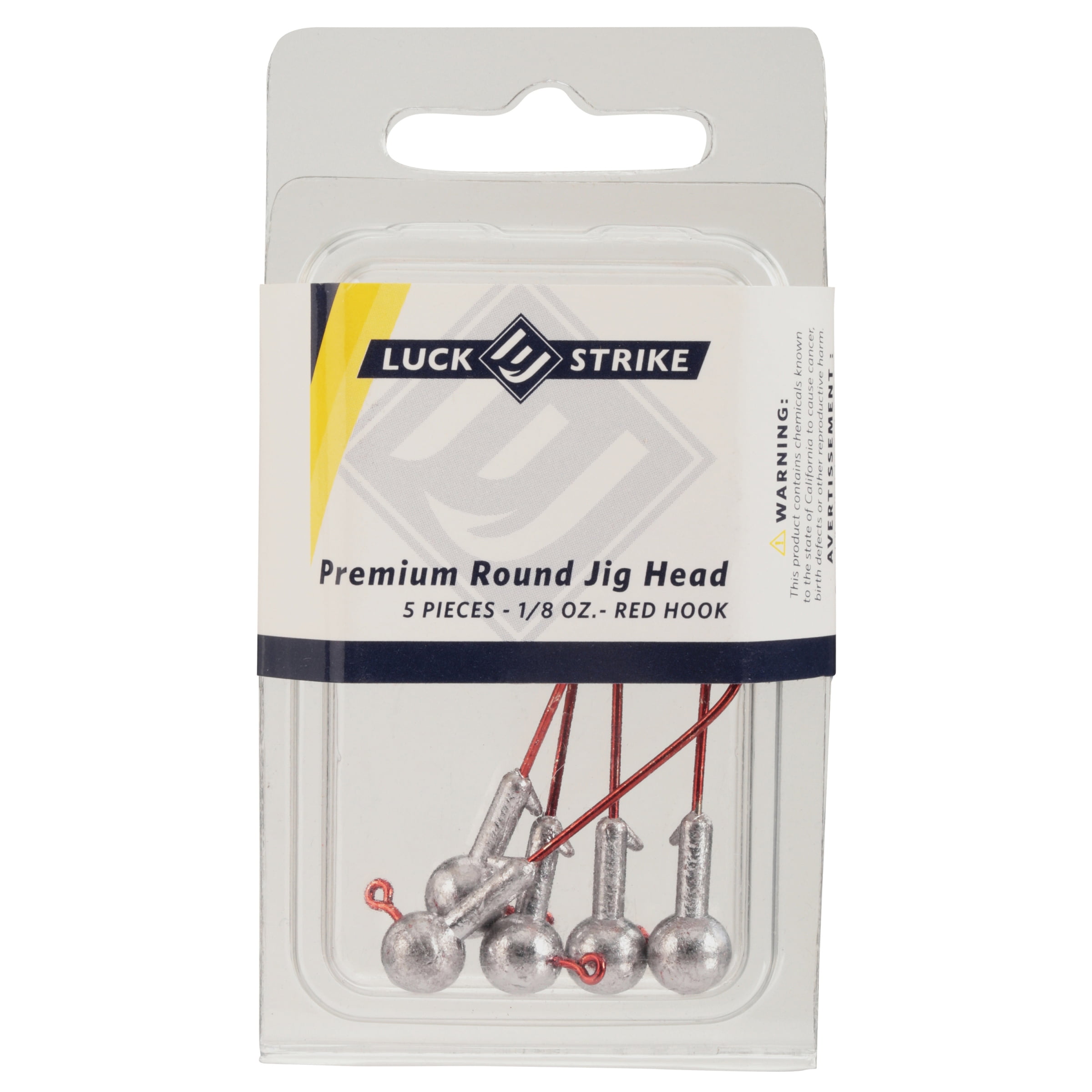 Luck-E-Strike, Round Jig Heads, 1/8, Natural, 5 Count