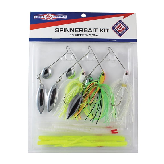 Luck E Strike 3/8 oz Spinner Bait Kit, 15 Pieces
