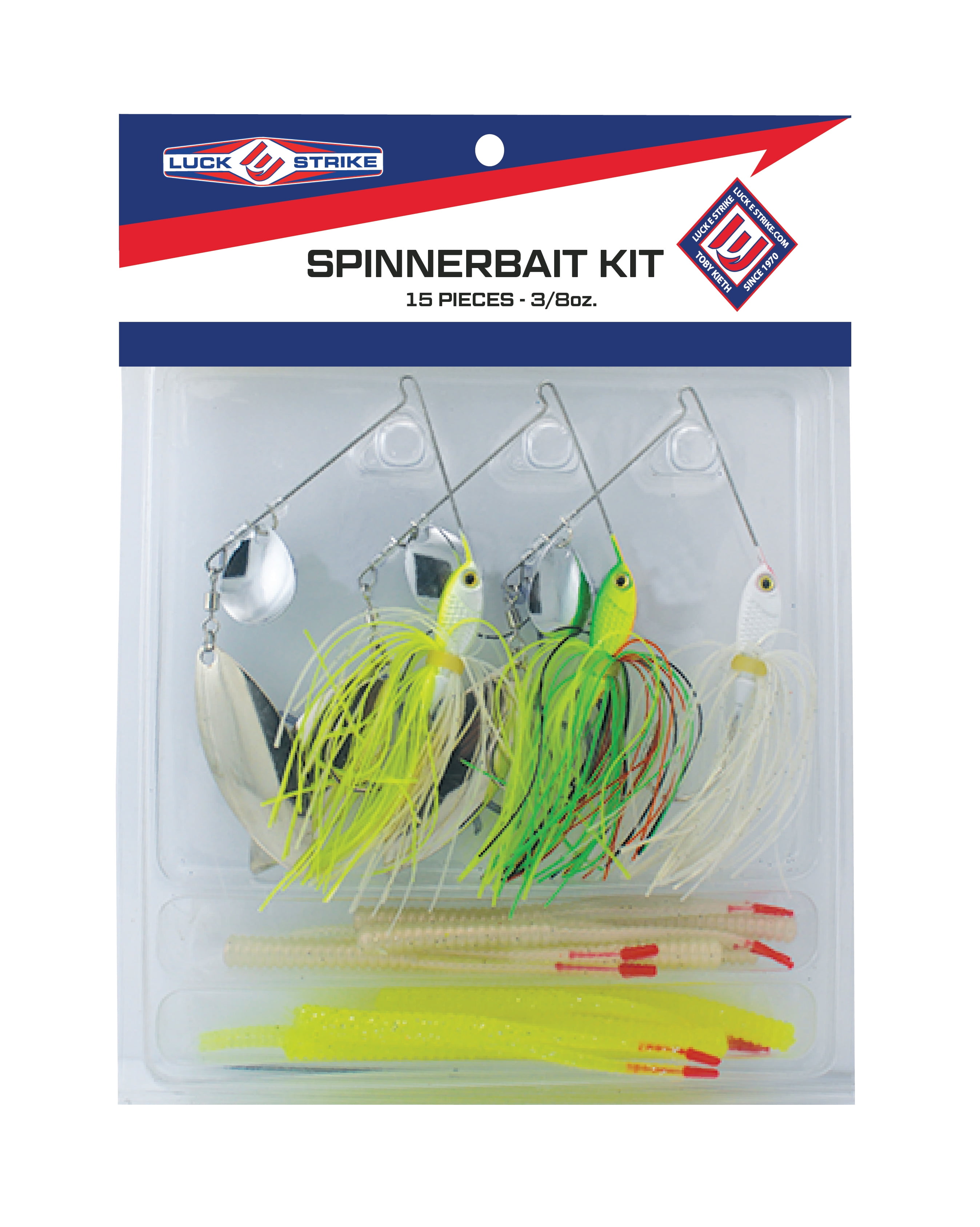 Luck E Strike 3/8 oz Spinner Bait Kit, 15 Pieces