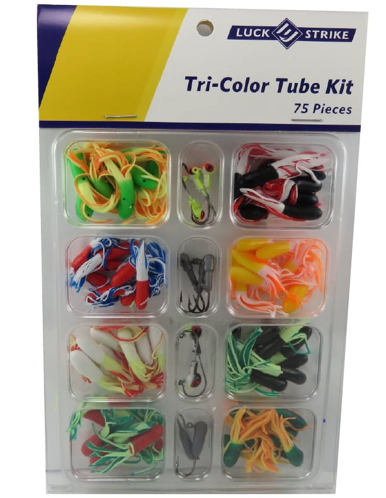 Luck-e-strike, Tri Color Tube Kit, Assorted Colors, 75 Piece, Crappie Baits