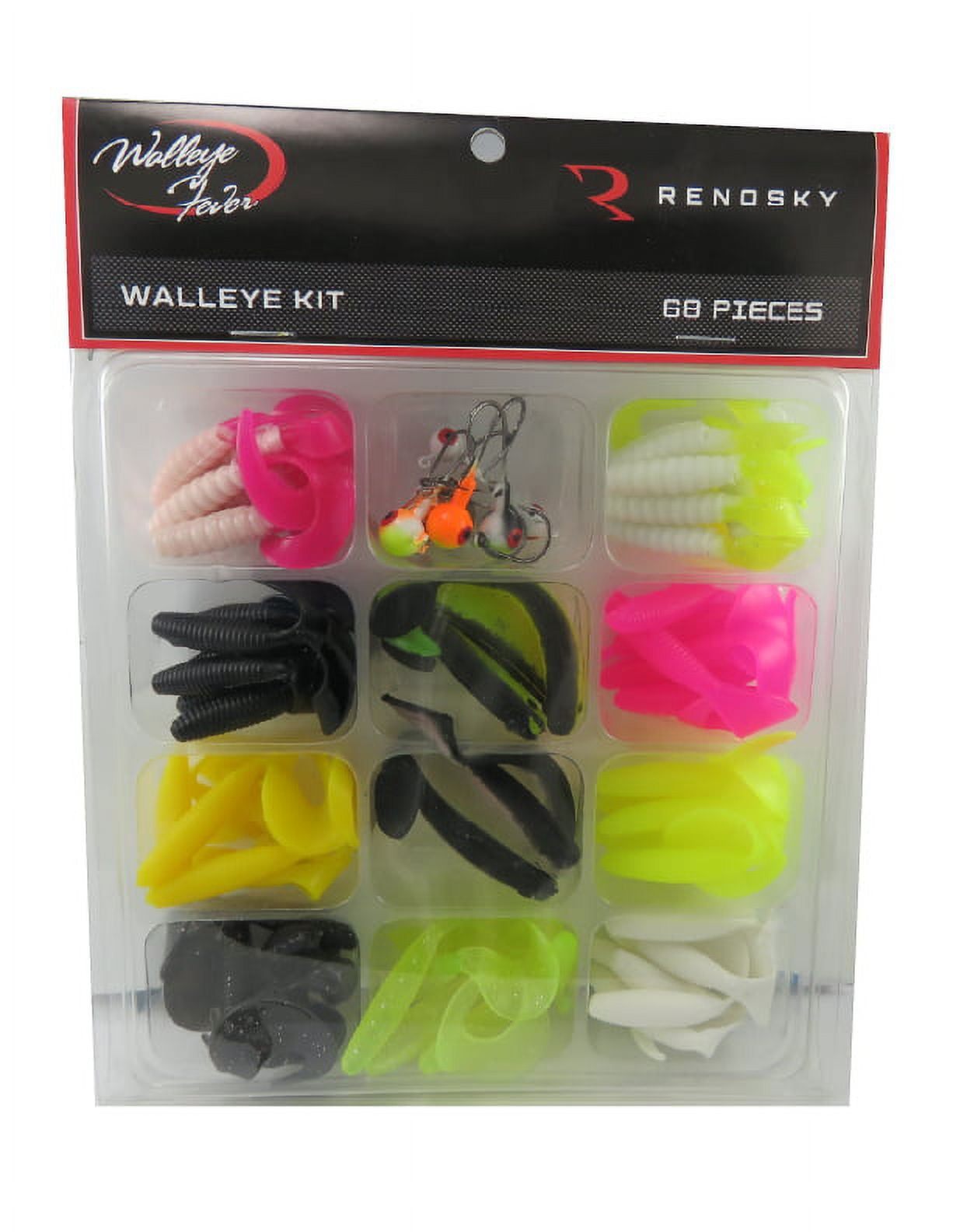LuckEStrike Walleye Fever Fishing Lure Kit Assortment, 68 Piece Bait