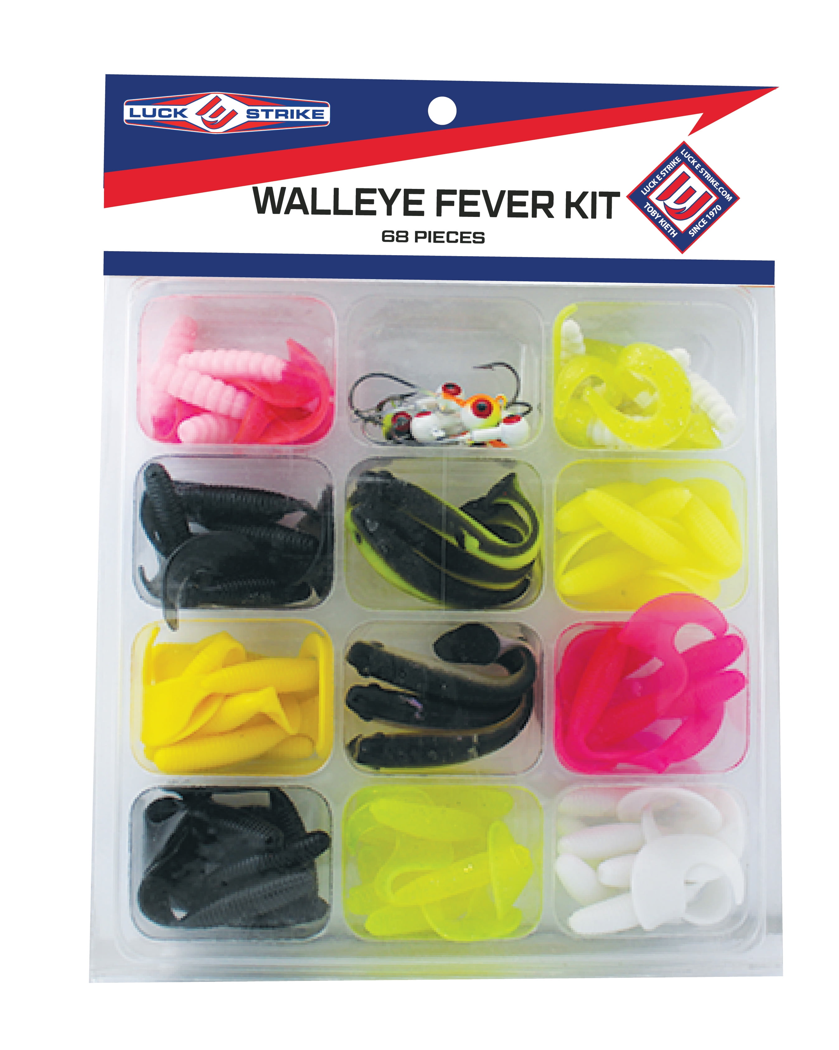 Luck E Strike Walleye Fever Kit, 68 Pieces, Assorted Colors