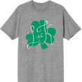 thumbnail image 1 of Luck Four-Leaf Clover Adult Short Sleeve Tee for St. Patrick's Day-Medium-Heather Gray, 1 of 3