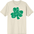 thumbnail image 1 of Luck Four-Leaf Clover Adult Short Sleeve Tee for St. Patrick's Day-Medium-Off-White, 1 of 3