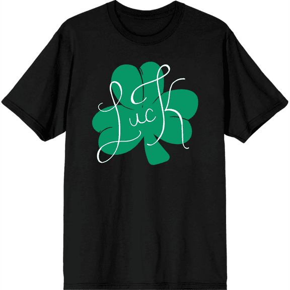 Luck Four-Leaf Clover Adult Short Sleeve Tee for St. Patrick's Day-XS-Black