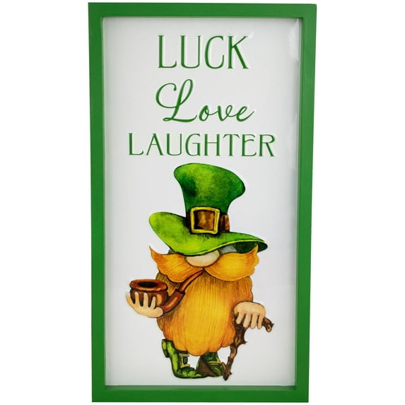 Luck Love Laughter St. Patricks Day Framed Wall Sign - 18"