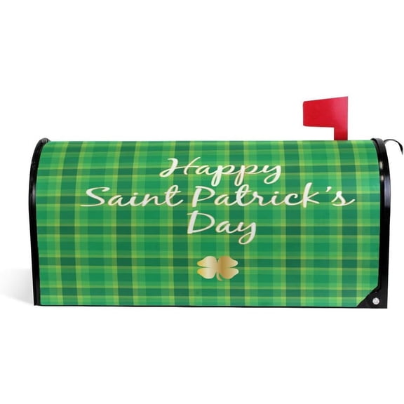Luck St Patrick DayMagnetic Mailbox Cover Mailbox Wrap Post Letter Box Cover Home Decorative for Standard Mailboxes