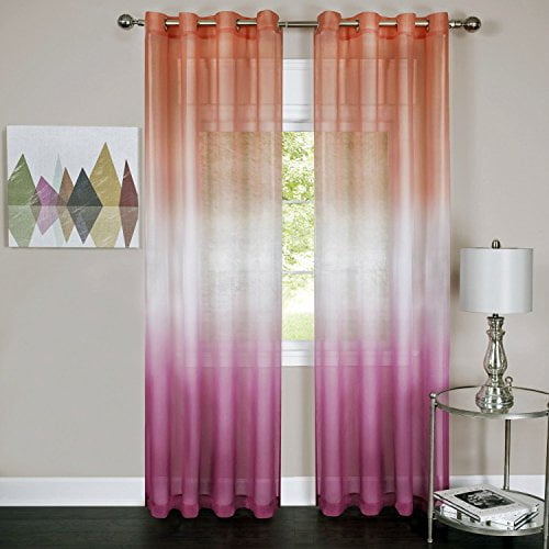 Luck of the Irish Leprechaun Rainbow Ombre Set of 2 Sheer Panels in Pink (50" x 84")