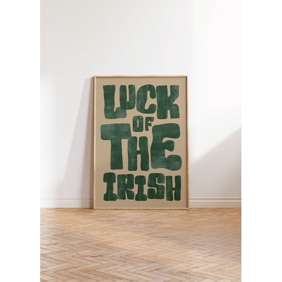 Luck of the Irish St Patricks Day Art Print, Retro Typography Wall Decor, Unframed Paper Print Size 16x24