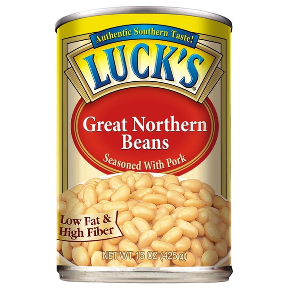 Luck's Great Northern Beans Seasoned with Pork 15 oz Can