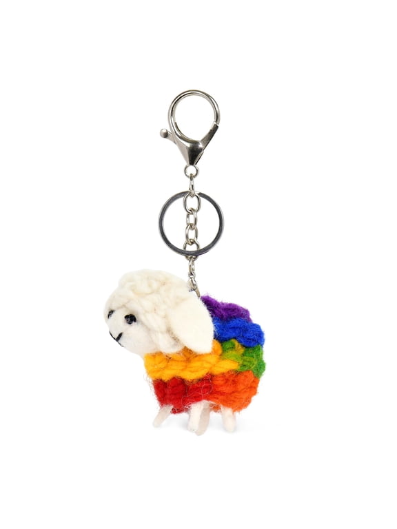 Handmade Wool Felt Sheep Keychain Cute Rainbow Sheep Charm for Keys, Bags, or Phone, Soft Wool Decor Gift for Women & Girls, Perfect for Birthday, Christmas, or Valentines Day