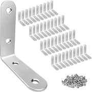 LuckIn 40 Pack Corner Brace 2" x 2", Heavy Duty L Brackets for Shelves and Wood, Stainless Steel Right Angle Bracket with Screws, 50mm x 50mm C8