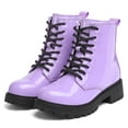 thumbnail image 1 of LuckLilac Kids Combat Boots Girls Classic Ankle Booties Side Zipper Waterproof Shoes for School Outdoor,Purple 4M, 1 of 7