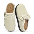 thumbnail image 1 of LuckLilac Women Mule Slipper Lace Trim Suede Flat Shoes for Indoor Outdoor, 1 of 5