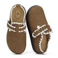 thumbnail image 1 of LuckLilac Women Mule Slipper Lace Trim Suede Flat Shoes for Indoor Outdoor, 1 of 5