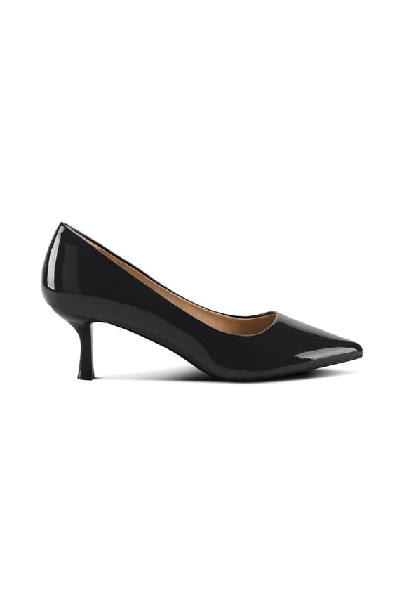 Women's Pumps 2.1inch Shoes Slip-Resistant Dress Shoes, Low Kitten Heel, Pointy Toe, Black,8M