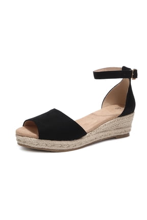Women's Espadrilles Wedge Sandals Open Toe Ankle Strap Buckle Heels Casual Daily Wear Shoes