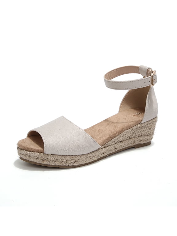 Women's Espadrilles Wedge Sandals Open Toe Ankle Strap Buckle Heels Casual Daily Wear Shoes