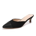 thumbnail image 1 of LuckLilac Women’s Low Heels 2 inch Kitten Mule Slip On Pointed Closed Toe Fashion Dress Shoes,Black,8M, 1 of 5