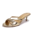 thumbnail image 1 of LuckLilac Women's 2 inch Sandals Slip-On Slide, Open Toe, Thin Low Heel Casual Party Wedding Holiday Wear，Gold, 7M, 1 of 8