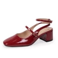thumbnail image 1 of LuckLilac Women's Square Toe Slingbacks Mary Jane Pumps Patent Leather Chunky Low Heel Buckle Strap Heels sandals Wedding Party Dress Shoes, 1 of 6