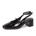 thumbnail image 1 of LuckLilac Women's Square Toe Slingbacks Mary Jane Pumps Patent Leather Chunky Low Heel Buckle Strap Heels sandals Wedding Party Dress Shoes, 1 of 7
