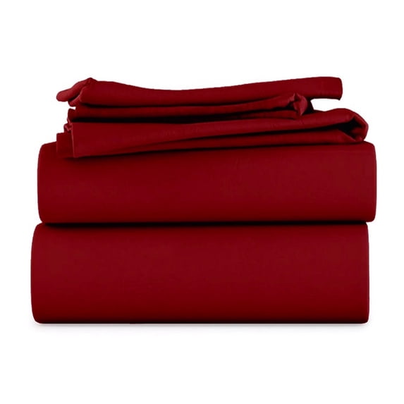 LuckShree Full Size 4-PC Sheet Set - 1000-TC Giza Cotton 15" Deep Pockets - Burgundy Color