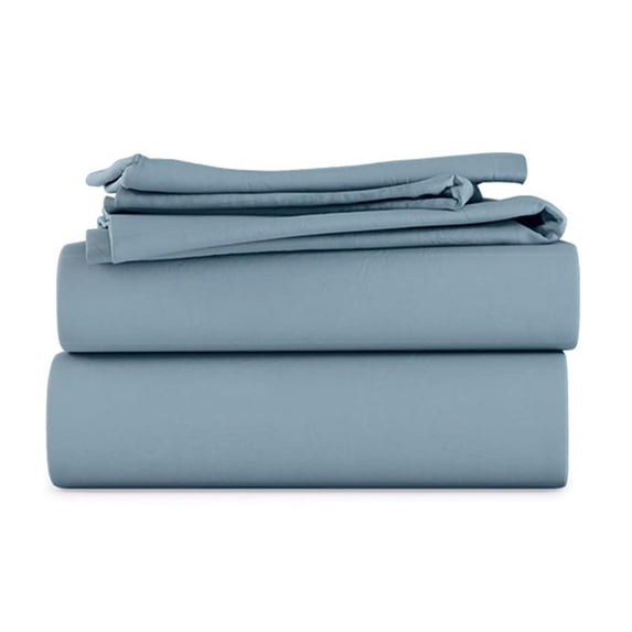LuckShree Full Size 4-PC Sheet Set - 1000-TC Giza Cotton 30" Extra Deep Pockets - Light Blue Color