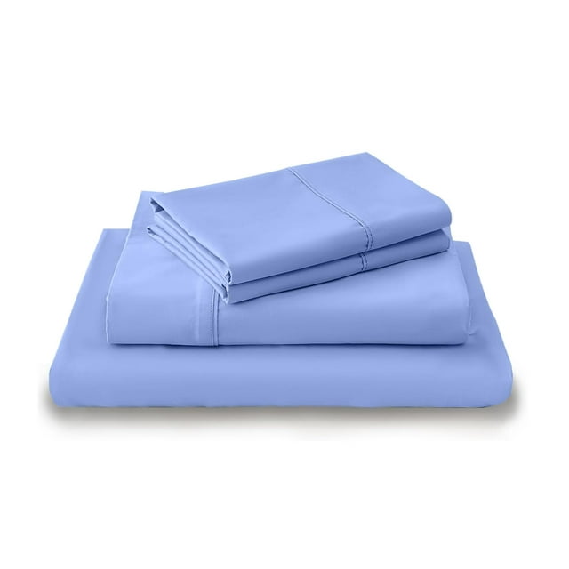 LuckShree Full Size 4-PC Sheet Set - 800-TC Giza Cotton 28" Extra Deep Pockets - Light Blue Color
