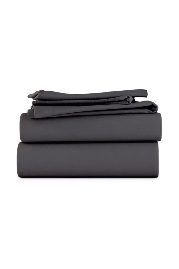King Size 4-PC Sheet Set - 1000-TC Giza Cotton 10" Deep Pockets - Dark Grey Color