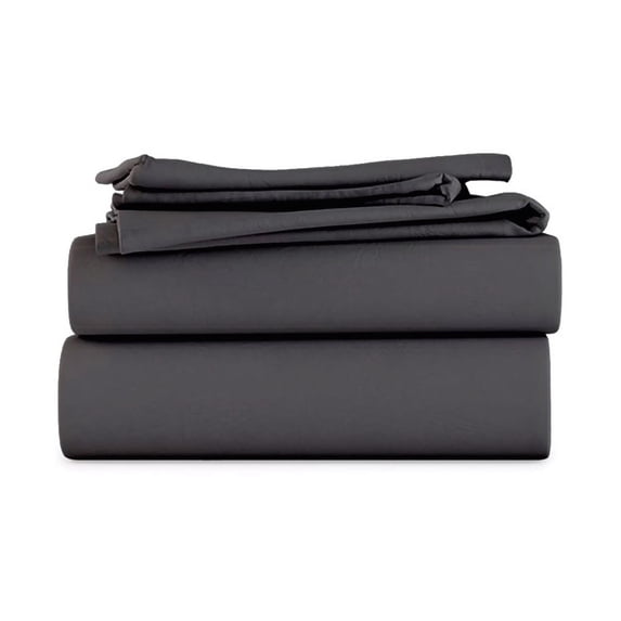 LuckShree King Size 4-PC Sheet Set - 1000-TC Giza Cotton 15" Deep Pockets - Dark Grey Color
