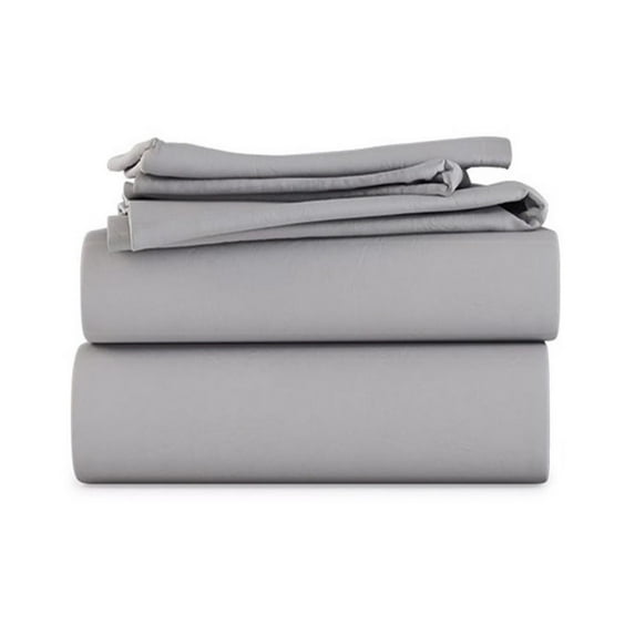 LuckShree King Size 4-PC Sheet Set - 1000-TC Giza Cotton 15" Deep Pockets - Silver Grey Color