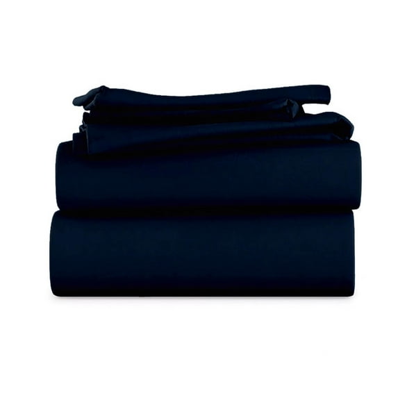 LuckShree Olympic Queen Size 4-PC Sheet Set - 1000-TC Giza Cotton 15" Deep Pockets - Navy Blue Color