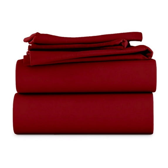 LuckShree Queen Size 4-PC Sheet Set - 1000-TC Giza Cotton 18" Extra Deep Pockets - Burgundy Color