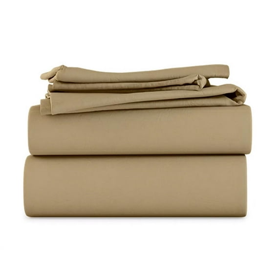 LuckShree Queen Size 4-PC Sheet Set - 1000-TC Giza Cotton 30" Extra Deep Pockets - Taupe Color