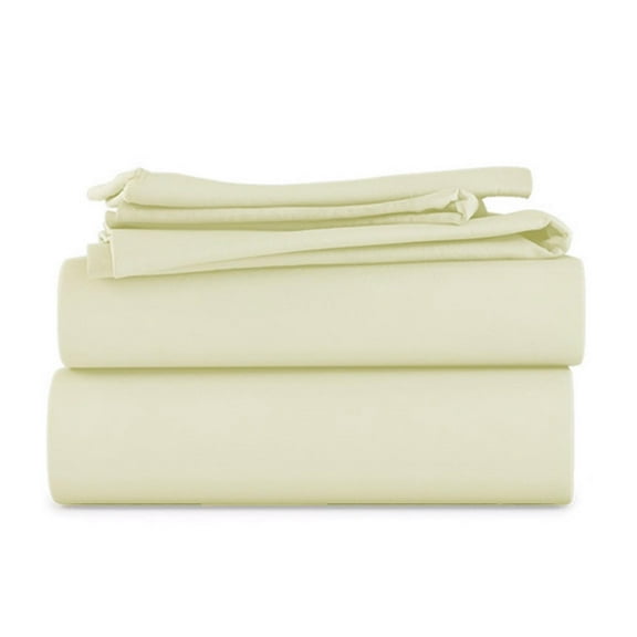 LuckShree Short King Size 4-PC Sheet Set - 1000-TC Giza Cotton 24" Extra Deep Pockets - Ivory Color