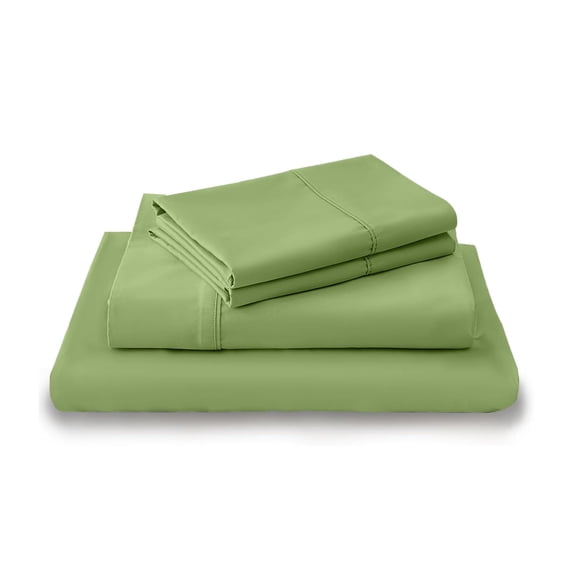 LuckShree Short King Size 4-PC Sheet Set - 800-TC Giza Cotton 12" Deep Pockets - Sage Color