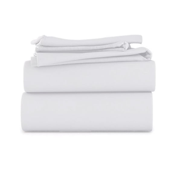 LuckShree Short Queen Size 4-PC Sheet Set - 1000-TC Giza Cotton 10" Deep Pockets - White Color