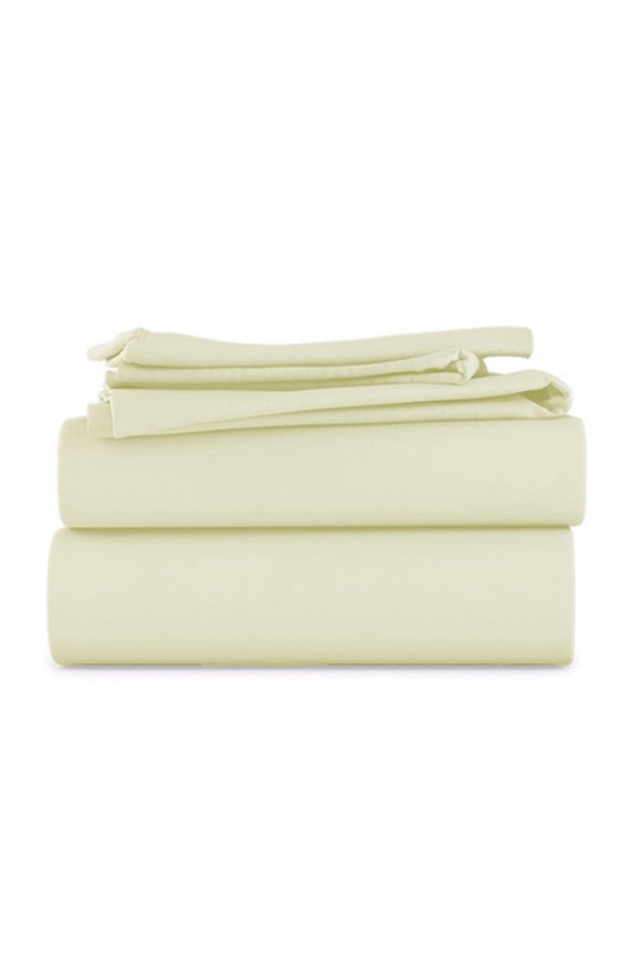 Short Queen Size 4-PC Sheet Set - 1000-TC Giza Cotton 20" Extra Deep Pockets - Ivory Color
