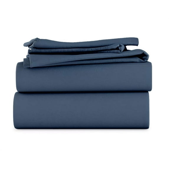 LuckShree Short Queen Size 4-PC Sheet Set - 1000-TC Giza Cotton 30" Extra Deep Pockets - Mediterranean Blue Color