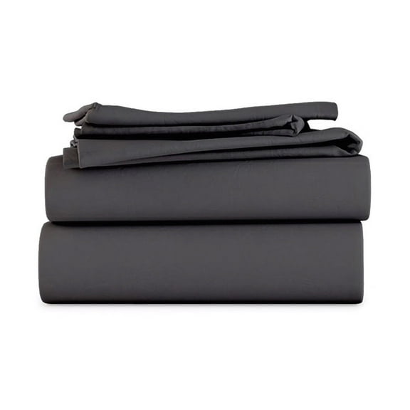 LuckShree Split Head California King Size 4-PC Sheet Set 34" Split Top - 1000-TC Giza Cotton 20" Extra Deep Pockets - Dark Grey Color