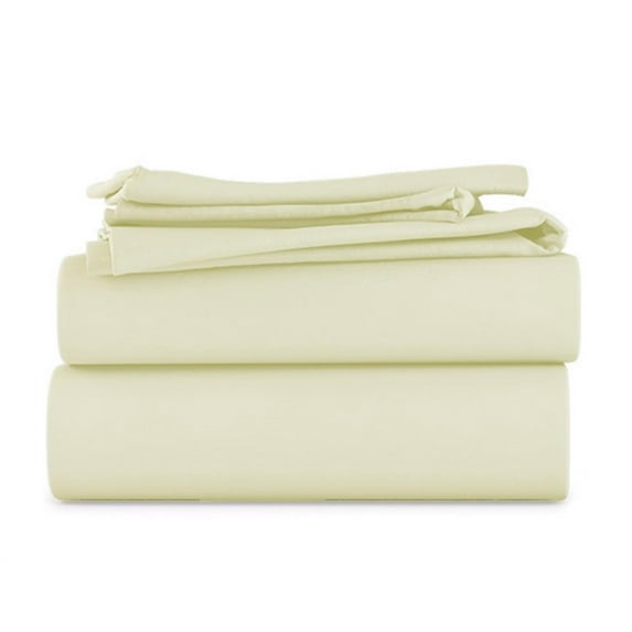 LuckShree Split Head California King Size 4-PC Sheet Set 34" Split Top - 1000-TC Giza Cotton 20" Extra Deep Pockets - Ivory Color