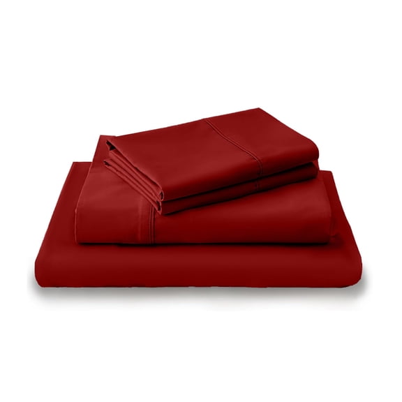 LuckShree Split Head California King Size 4-PC Sheet Set 34" Split Top - 800-TC Giza Cotton 10" Deep Pockets - Burgundy Color