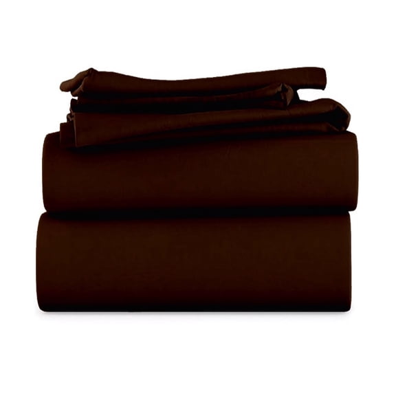 LuckShree Split Head King Size 4-PC Sheet Set 34" Split Top - 1000-TC Giza Cotton 28" Extra Deep Pockets - Chocolate Color