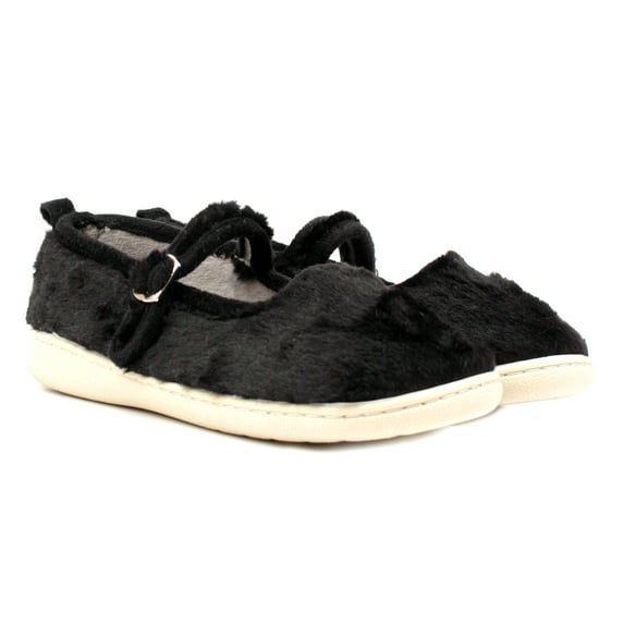 Luckers Women's Fuzzy Mary Jane Slipper Boot In Black